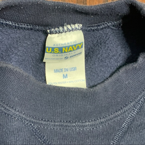 Vintage 90s US Navy Spellout Crewneck Sweatshirt M - Picture 2 of 6